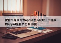 微信小程序开发appid怎么获取（小程序的appid是什么怎么获取）